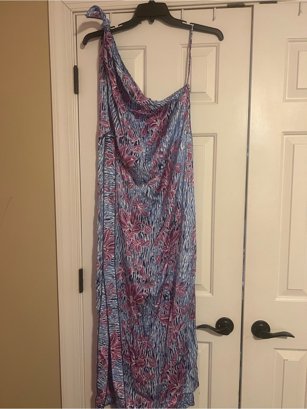 Poupette St. Barth Blue and Pink Floral Maxi Dress